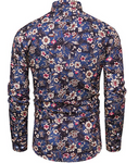 TUNEVUSE Men Floral Dress Shirts Long Sleeve Casual Button Down Shirts 100% Cotton