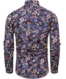 TUNEVUSE Men Floral Dress Shirts Long Sleeve Casual Button Down Shirts 100% Cotton