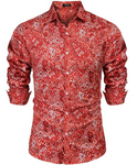 COOFANDY Men's Floral Dress Shirt Slim Fit Casual Paisley Printed Shirt Long Sleeve Button Down Shirts