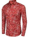 COOFANDY Men's Floral Dress Shirt Slim Fit Casual Paisley Printed Shirt Long Sleeve Button Down Shirts