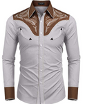 COOFANDY Men's Western Cowboy Embroidered Long Sleeve Button Down Shirt