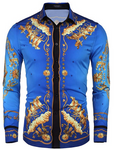 COOFANDY Men's Floral Dress Shirt Slim Fit Casual Fashion Luxury Printed Shirt Long Sleeve Button Down Shirts