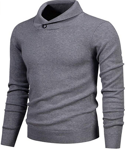 LTIFONE Mens Pullover Sweaters,Casual Slim Fit Knitted Collar Long Sleeve Outwear Soft Cotton Sweater with One Button