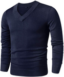 LTIFONE Mens Slim Comfortably Knitted Long Sleeve V-Neck Sweaters