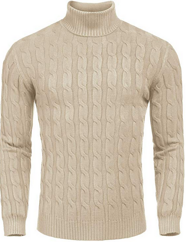 COOFANDY Men's Slim Fit Turtleneck Sweater Casual Twisted Knitted Pullover Sweaters