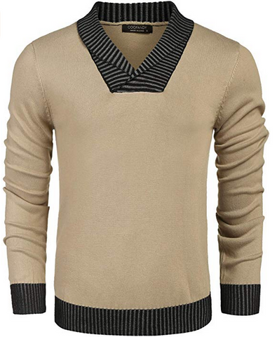 COOFANDY Men’s Casual Knit Sweater Comfortable Soft Long Sleeve V-Neck Pullover