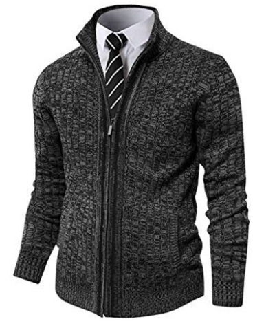 Pioneer Camp Men's Cardigan Sweaters Full Zip Up Stand Collar Slim Fit Casual Knitted Sweater with 2 Front Pockets