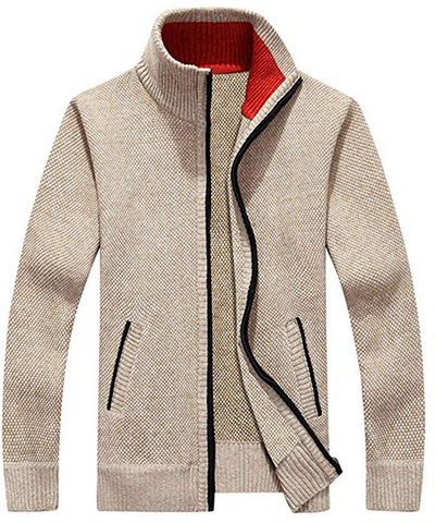 COOFANDY Men's Full Zip Cardigan Sweater Slim Fit Zip Up Cotton Knitted Sweater with Pockets