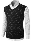 COOFANDY Men's Casual Slim Fit V Neck Sweater Vest Argyle Knitted Pullover Vests